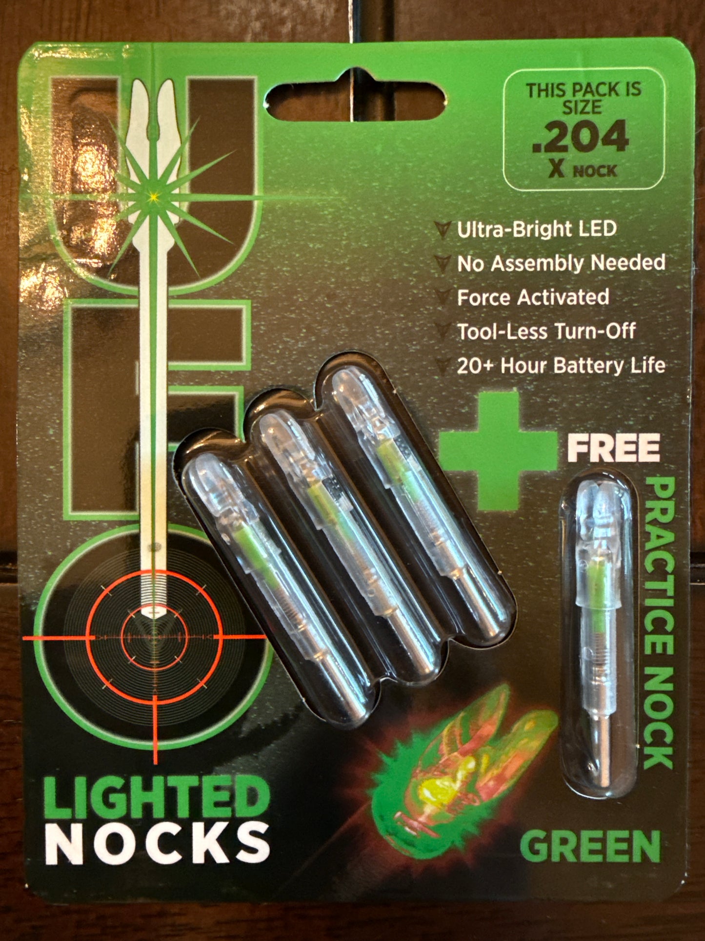 UFO Lighted Nocks .204 3 Pack green